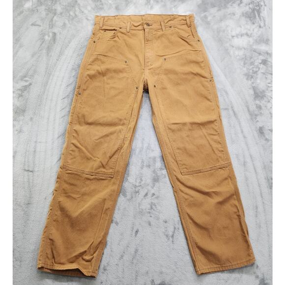 Vintage USA Works Five Brother Pants Mens W38 L32 Brown Double Knee Carpenter - Picture 1 of 11